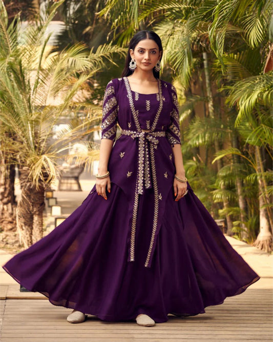 Purple Color Designer Lehenga -Choli With Shrug Set