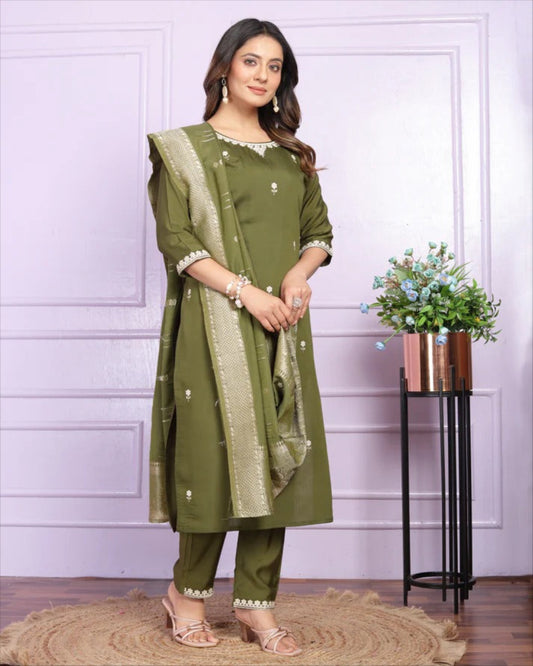 Viscose Silk Kurta Set with Dupatta