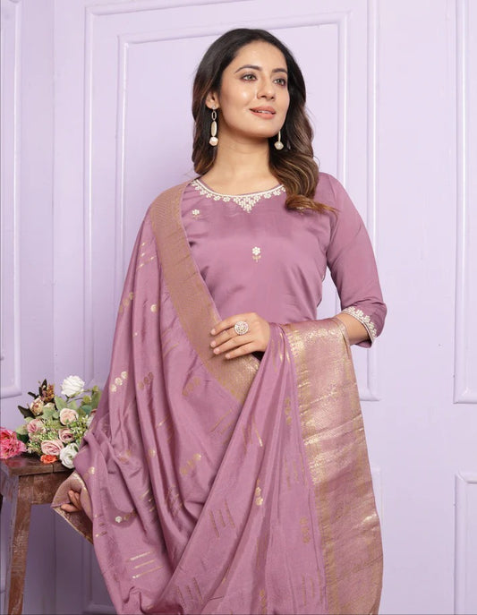 Viscose Silk Kurta Set with Dupatta