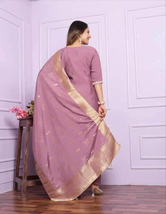 Viscose Silk Kurta Set with Dupatta