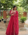 Reddish Color Gown With Dupatta Set