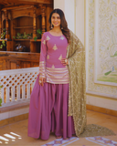 Ruksana Premium Designer Readymade Kurti Sharara Set