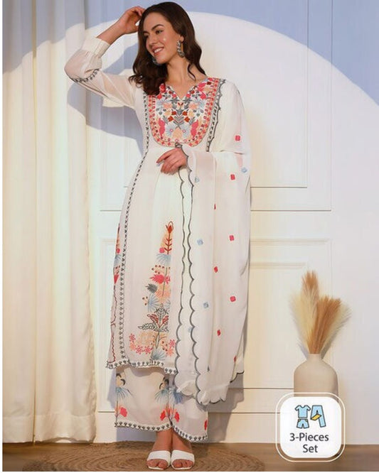 Designer Embroidery Kurti Pant Set