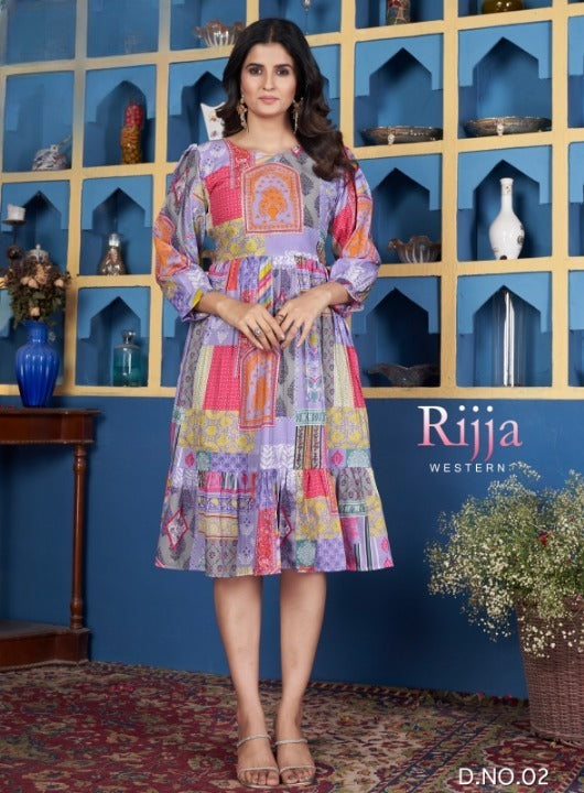 Rijja Multicolor Western One Piece Kurti