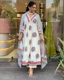 Cotton Lace Printed Kurti With Pant Set