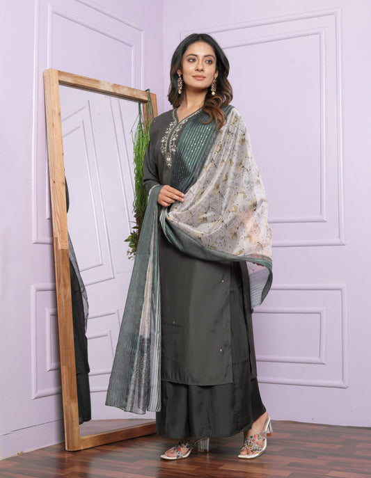 Roman Cotton Silk Kurti Pant Set